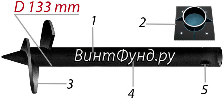 винтовая свая 133 мм